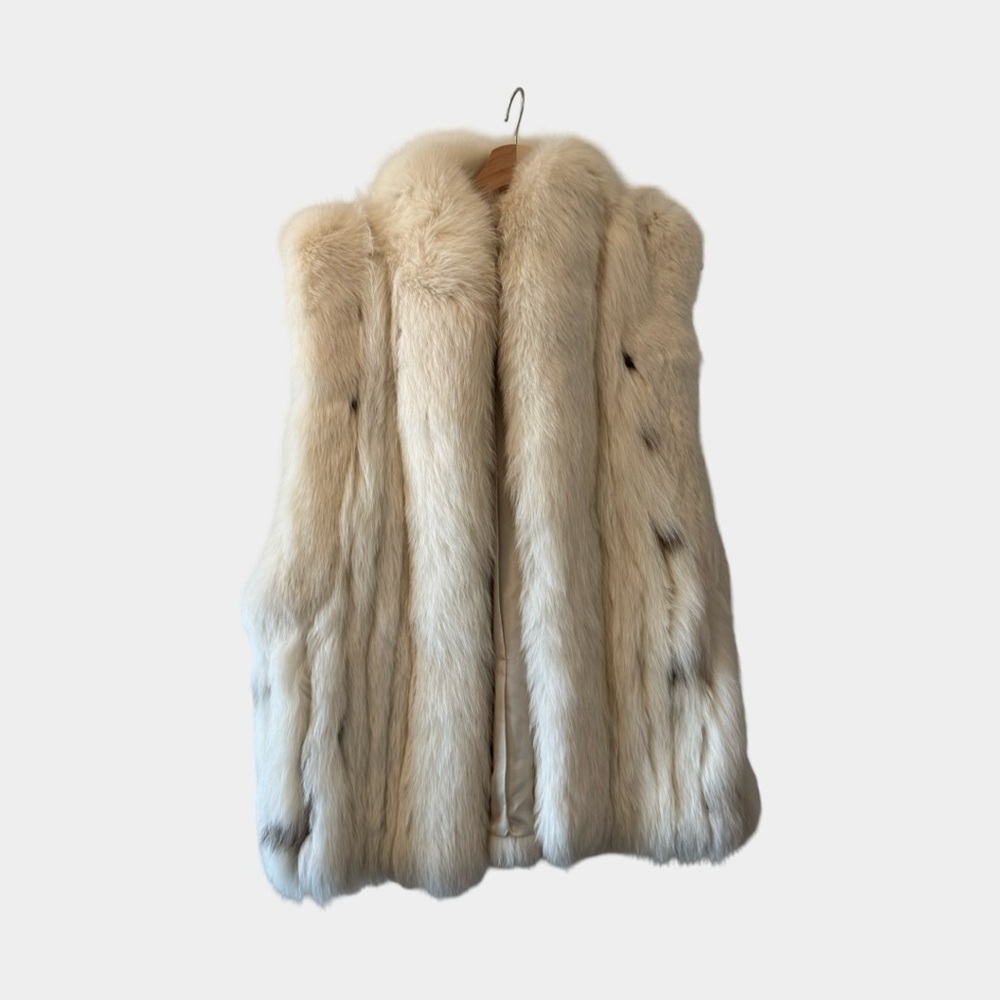 Vintage Anthony’s Shadow Fox Fur Vest – Finnish Dyed Ivory Cream – Size M